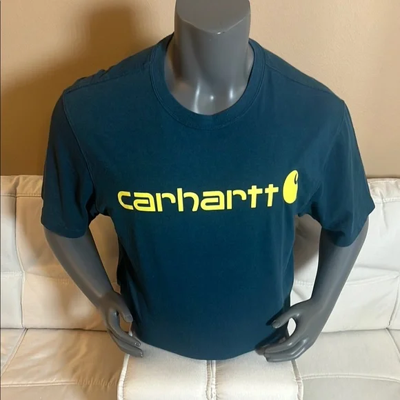 Carhartt Men’s Blue and Yellow Short Sleeve Tee Size Large - Picture 1 of 7